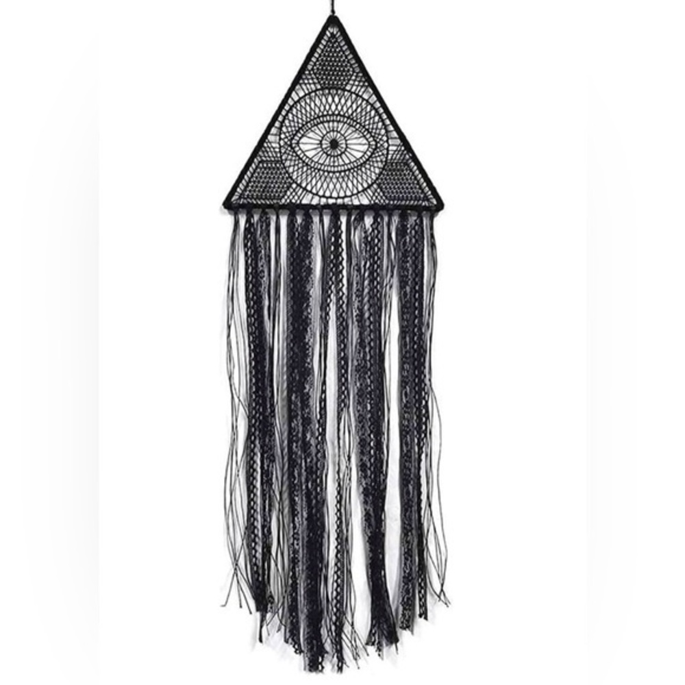 🖤🧿🪬Black Boho Dream Catcher Handmade Crochet, 8.26x26.8 inch Evil Eye Design
